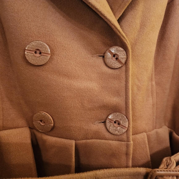 Plus Size Hearts & Roses Vintage Style Camel Fit and Flare Pin Up Coat XXL 20 - Picture 8 of 16